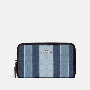 NWT Coach Long Zip Around Wallet Midnight Multi Signature Canvas Gold Zip NEW